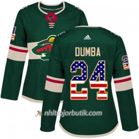 Dame Ishockey Minnesota Wild Tröja Matt Dumba 24 Adidas 2017-2018 Grön USA Flag Fashion Authentic
